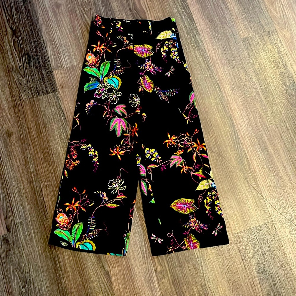 H&M Tropical Print Wide Leg Dress Pants
